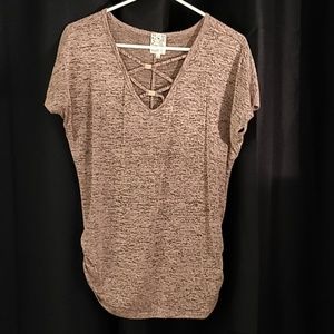 Pink and black knit top